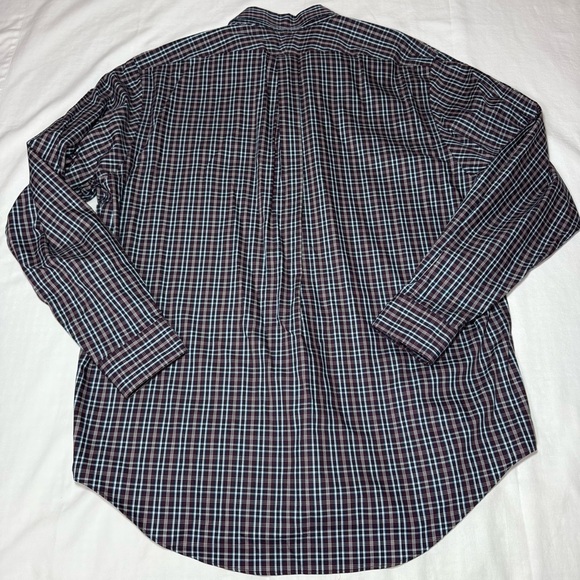 Lands' End Men’s Size XL No Iron Pinpoint Oxford Button Down Shirt Plaid Supima - Picture 7 of 7